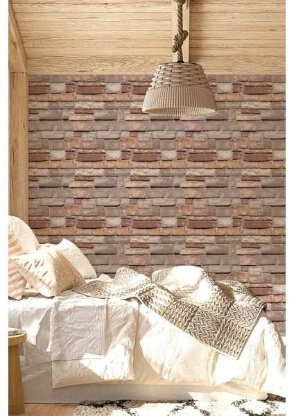 3D Renkli Tuğla Desenli Silinebilir Tekstil Duvar Kağıdı, Şık ve Dayanıklı Dekorasyon Seçeneği