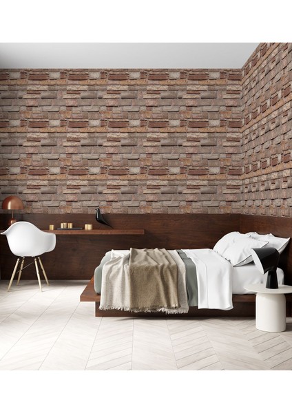 3D Renkli Tuğla Desenli Silinebilir Tekstil Duvar Kağıdı, Şık ve Dayanıklı Dekorasyon Seçeneği fırsatları