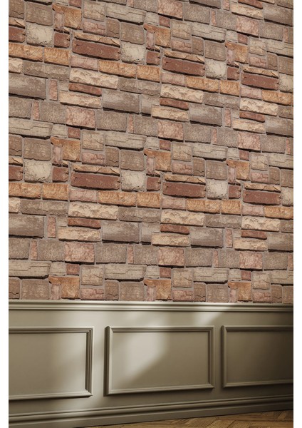 3D Renkli Tuğla Desenli Silinebilir Tekstil Duvar Kağıdı, Şık ve Dayanıklı Dekorasyon Seçeneği indirimleri