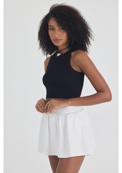 Kadın Pamuklu Crop Top Atlet Esnek Kaşkorse Ribanalı Bluz fiyatları