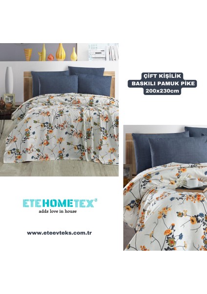 Etehometex Çift Kişilik Baskılı Pamuk Pike
