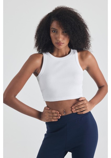 Kadın Pamuklu Crop Top Atlet Esnek Kaşkorse Ribanalı Bluz fiyatları