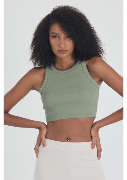 Kadın Pamuklu Crop Top Atlet Esnek Kaşkorse Ribanalı Bluz fiyatları