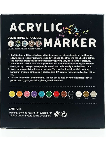 Çift Uçlu Akrilik Marker Kalem Seti 12 Renk modelleri