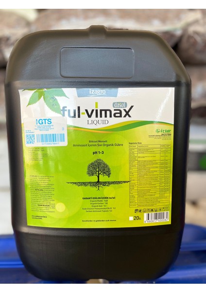 Iztar Dasol Ful-Vimax Humik ve Fulvik Aminoasit Içeren Sıvı Organik Gübre | Köklendirici | 20 Litre