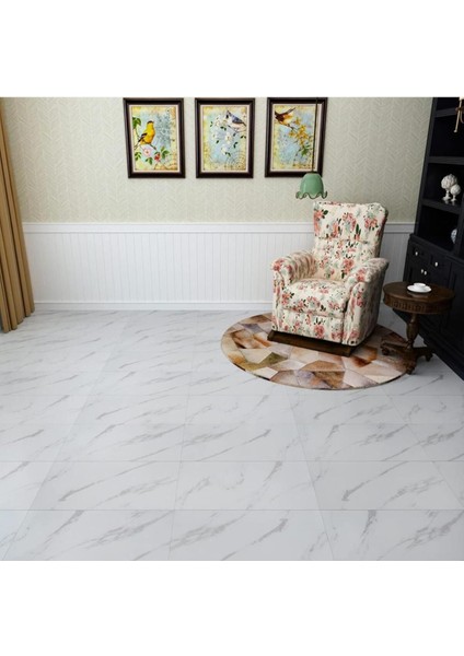 30X60 cm Yapışkanlı Renkli Pvc Zemin Paneli, Kauçuk Arka, Beyaz Renk fırsatları