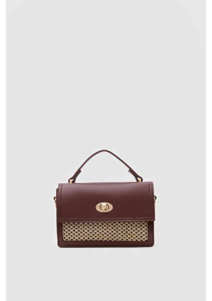 Oxxo Hasır Detaylı Çapraz Çanta Fındık Kabuğu