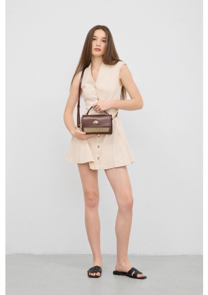 Oxxo Hasır Detaylı Çapraz Çanta Fındık Kabuğu modelleri