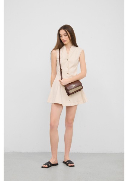 Oxxo Hasır Detaylı Çapraz Çanta Fındık Kabuğu fırsatları