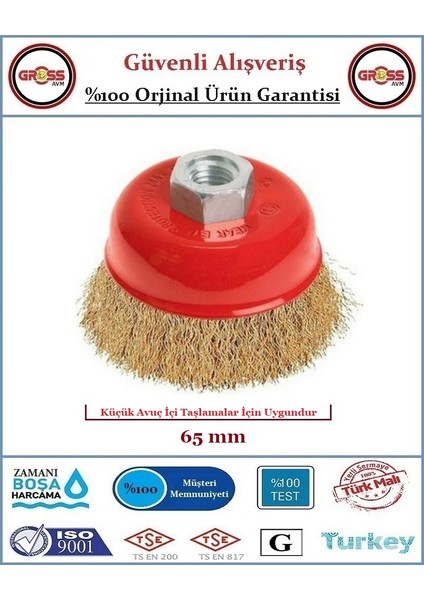 Sarı Saçaklı Çanak Tel Fırça - Orjinal Ürün - 65MM