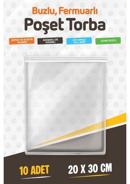 Valiz ve Dolap Içi Düzenleyici Buzlu Fermuarlı Poşet Torba 10 Adet 20 cm x 30 CM-T1467