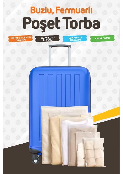 Valiz ve Dolap Içi Düzenleyici Buzlu Fermuarlı Poşet Torba 10 Adet 20 cm x 30 CM-T1467 fiyatları