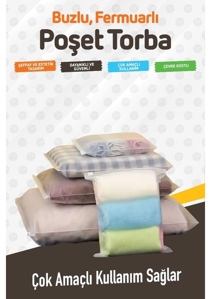 Valiz ve Dolap Içi Düzenleyici Buzlu Fermuarlı Poşet Torba 10 Adet 20 cm x 30 CM-T1467 modelleri