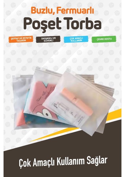 Valiz ve Dolap Içi Düzenleyici Buzlu Fermuarlı Poşet Torba 10 Adet 20 cm x 30 CM-T1467 fırsatları