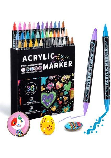 Çift Uçlu Akrilik Marker Kalem Seti 36 Renk