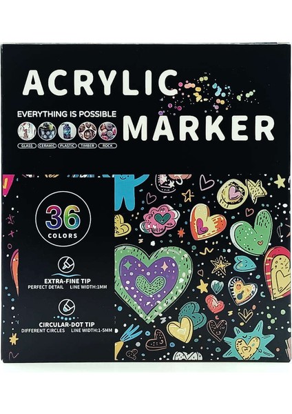 Çift Uçlu Akrilik Marker Kalem Seti 36 Renk fiyatları