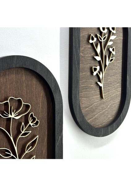3'lü Ahşap Çiçekli Duvar Dekoru - Minimalist Botanik Duvar Dekoru - Rustik Modern Duvar Süsü - Bohem Ev Dekoru - Doğal Ahşap Çiçek Paneli indirimleri