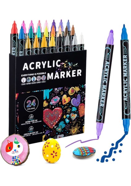Çift Uçlu Akrilik Marker Kalem Seti 24 Renk