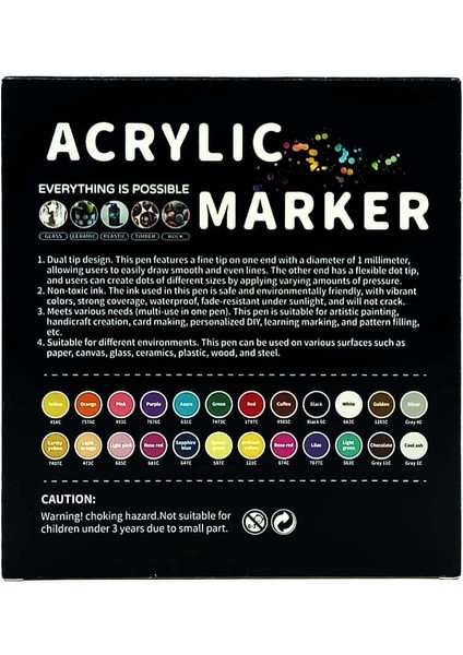 Çift Uçlu Akrilik Marker Kalem Seti 24 Renk modelleri