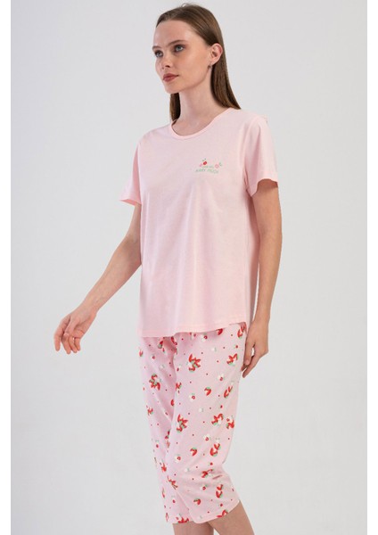 Pamuklu Kadın Büyük Beden Kısa Kol Kaprili Pijama Takım , 408036 modelleri