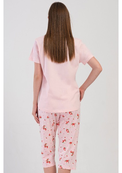 Pamuklu Kadın Büyük Beden Kısa Kol Kaprili Pijama Takım , 408036 fırsatları