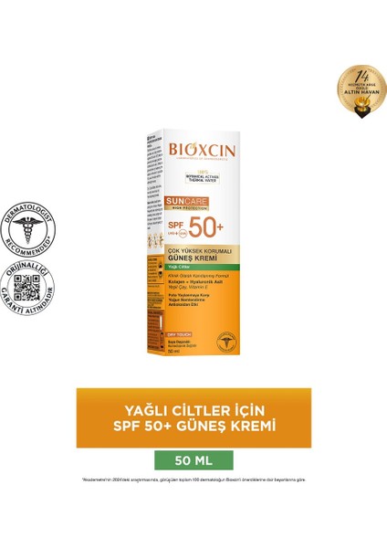 SPF 50+ Güneş Kremi 50 ml Yağlı Cilt