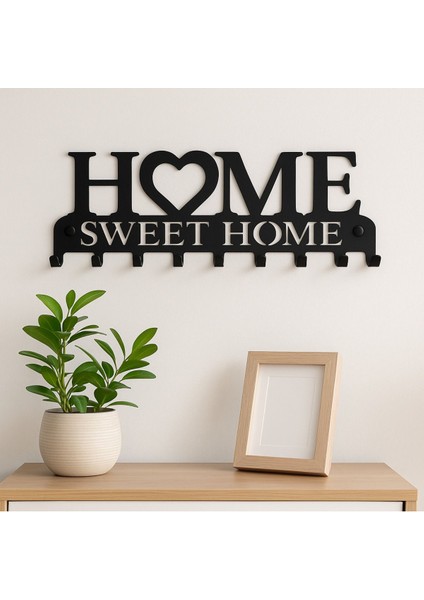 Şık Metal Anahtarlık Askılığı, Siyah, Giriş Için “home Sweet Home” Tasarımı