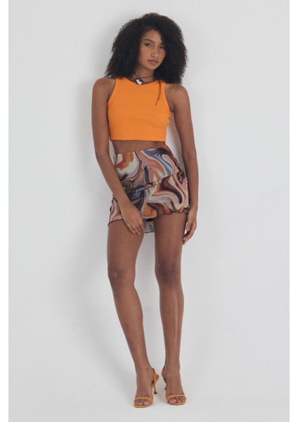 Kadın Pamuklu Crop Top Atlet Esnek Kaşkorse Ribanalı Bluz modelleri