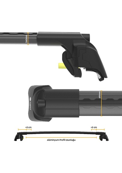 Seat Leon St Turtle Ara Atkı Taşıyıcı Bar 2013-2020 Arası Uyumlu - Turtle Air2 Siyah modelleri