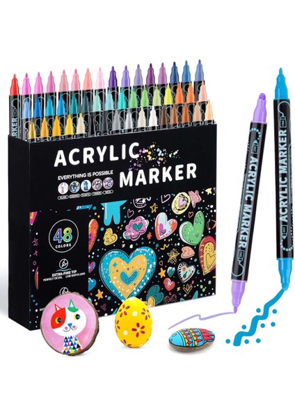 Çift Uçlu Akrilik Marker Kalem Seti 48 Renk