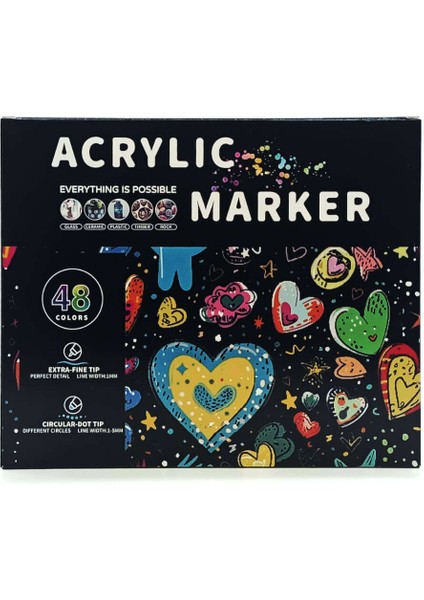 Çift Uçlu Akrilik Marker Kalem Seti 48 Renk fiyatları