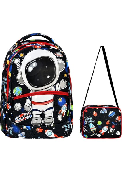 Astronot Desenli Ilkokul Sırt Çantası + Beslenme Çantası (2301) fiyatları