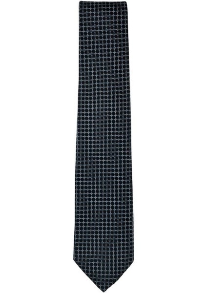 Gri Kare Desenli 8 cm Genişliğinde Siyah Kravat indirimleri
