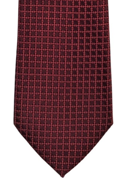 Kırmızı Kare Desenli 8 cm Genişliğinde Bordo Kravat fiyatları