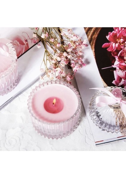 Gül Kokulu Şeffaf Mika Kutuda Şık Mum, Ev ve Hediye Için Ideal modelleri