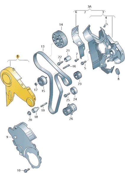 Vw Golf Plus 2009-2011 1.6tdi Cay Motor Triger Üst Kapak 03L109107D modelleri