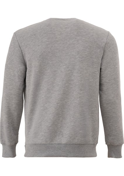 3 Iplik Pamuklu Erkek Sweatshirt Gri Relax Fit Basic Bisiklet Yaka Rahat Kesim Yumuşak Tuşe indirimleri