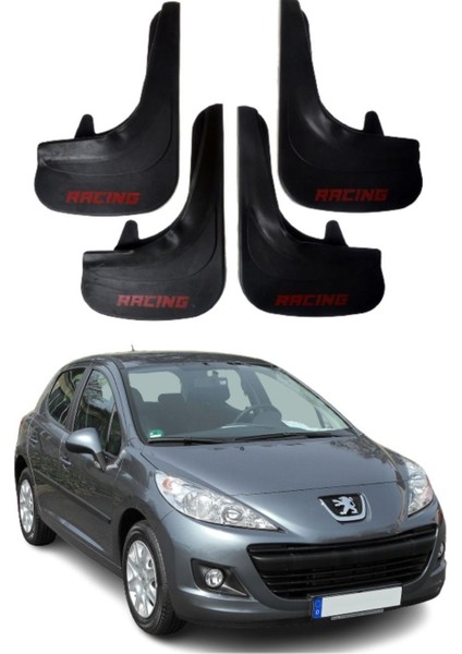 Peugeot 207 Uyumlu Racing Yazılı 4'lü Tozluk Çamurluk Paçalık Modifiye