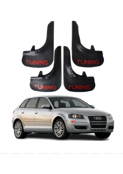 Audi A3 Uyumlu 4'lü Tuning Yazılı Tozluk Çamurluk Paçalık Modifiye