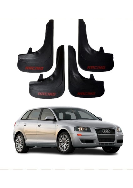 Audi A3 Uyumlu Racing Yazılı 4'lü Tozluk Çamurluk Paçalık Modifiye