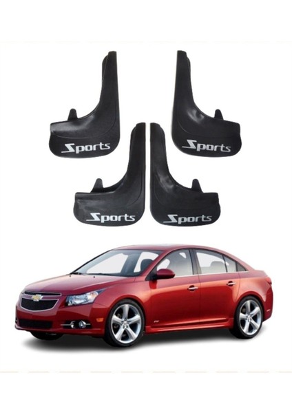 Chevrolet Cruze Sedan Uyumlu Sports Yazılı 4'lü Tozluk Çamurluk Paçalık Modifiye