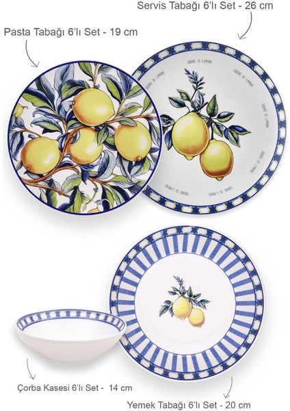 Odore Di Limone Yemek Takımı 6 Kişilik 24 Parça Set 2