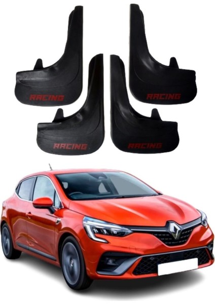 Renault Clio 5 Hb 2019-2021 Uyumlu Racing Yazılı 4'lü Tozluk Çamurluk Paçalık Modifiye