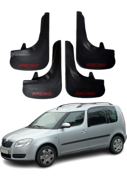 Skoda Roomster Uyumlu Racing Yazılı 4'lü Tozluk Çamurluk Paçalık Modifiye