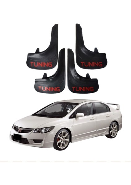 Honda Civic 2007-2012 Uyumlu Tuning Yazılı 4'lü Tozluk Çamurluk Paçalık Modifiye