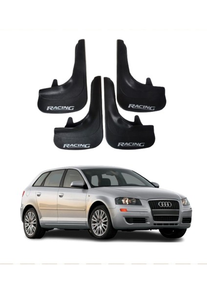Audi A3 Uyumlu Racing Yazılı 4'lü Tozluk Çamurluk Paçalık Modifiye