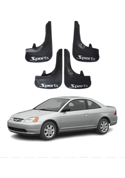 Honda Civic 2001-2007 Uyumlu Sports Yazılı 4'lü Tozluk Çamurluk Paçalık Modifiye