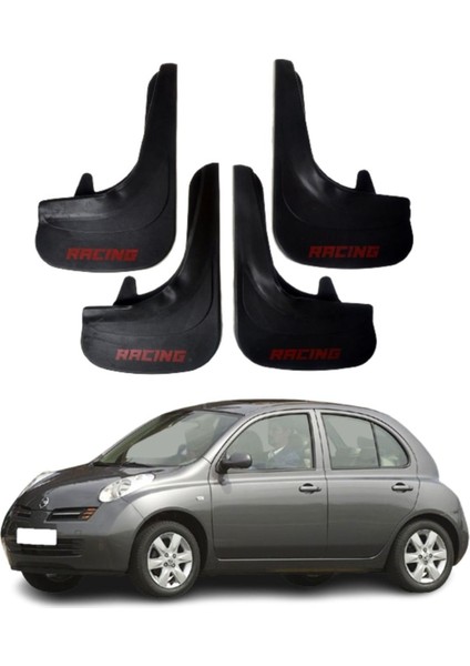 Nissan Micra Uyumlu Racing Yazılı 4'lü Tozluk Çamurluk Paçalık Modifiye