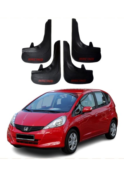 Honda Jazz 2009-2015 Uyumlu Racing Yazılı 4'lü Tozluk Çamurluk Paçalık Modifiye