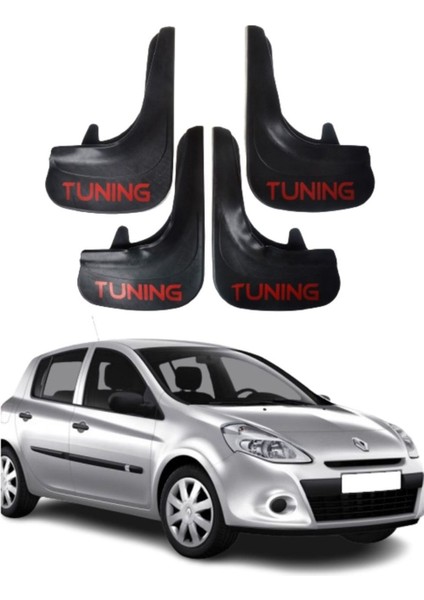 Renault Clio 3 Uyumlu Tuning Yazılı 4'lü Tozluk Çamurluk Paçalık Modifiye